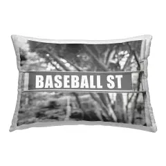 Baseball Street Sign Outdoor Printed Pillow Design by Daphne Polselli, 14 x 7 x 20