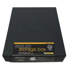 Lineco Folio Archival Storage Box - Black, Faux Leather, 9" x 12"