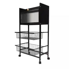 4 Tier Rolling Kitchen Organizer Shelf Storage Cabinet Microwave Coffee Station