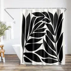 Black Seagrass Shapes by Modern Tropical Shower Curtain 71" x 74"