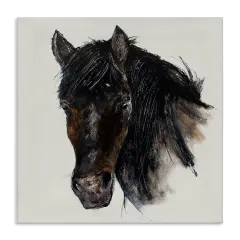 Stupell Industries Paint Stroke Black Horse Canvas Wall Art Design by Filippo Ioco