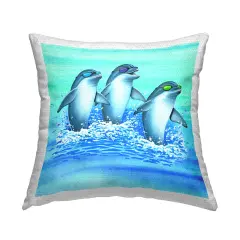 Cool Dolphins Trio Outdoor Printed Pillow Design by Art Brands Holdings, LLC., 18 x 7 x 18