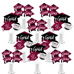 Big Dot of Happiness 2025 Maroon Graduation Party Centerpiece Sticks - Showstopper Table Toppers - 35 Pieces