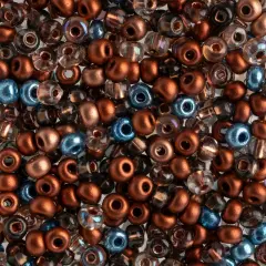 John Bead 6/0 Mixed Czech Glass Seed Beads, 100g Rusty & Blues Mix