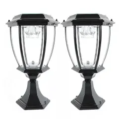 Solar Garden Yard Lantern Lamp Post Light Black LED Street Pillar Light 2.4V