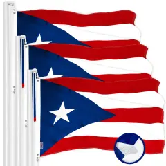G128 3 Pack: Puerto Rico Puerto Rican Flag | 4x6 Ft | ToughWeave Series Embroidered 300D Polyester | Embroidered Design, Indoor/Outdoor, Brass Grommets