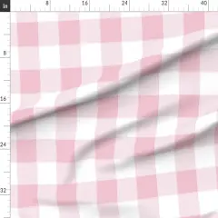 Various Fabrics by the Yard or Fat Quarter Large Pink Buffalo Check Gingham Checkered Plaid White Classic Nursery Kitchen Cottage Breakfast Custom Printed Fabric by Spoonflower