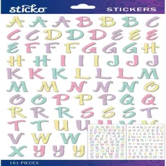 Sticko Trendy Pastel Brush Small Alpha Stickers-2 Sheets