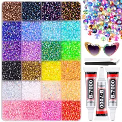 30000Pcs 3mm Flatback Resin Rhinestones with Glue - Multicolored