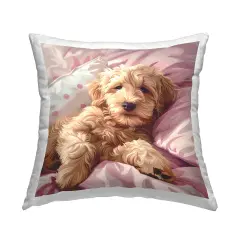 Stupell Industries Sleepy Labradoodle in Bed Decorative Printed Throw Pillow Design by Jim Baldwin, 18 x 7 x 18