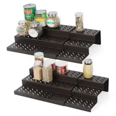 4pcs Bronze Tiered Spice Rack &ndash; Step Shelf Organizer for Kitchen Cabinet, Countertop & Pantry Storage