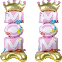 Mom Day Balloons Standing, 2pcs Mom Birthday Foil Balloon Set, Happy Party Decoration Balloons