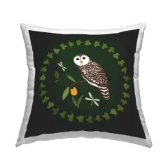 Stupell Industries Owl & Tulip Wreath Decorative Printed Throw Pillow Design by Michelle Ingari Designs, 18 x 7 x 18