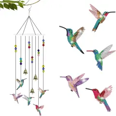 Diamond Painting Kits, Hummingbird Diamond Art Wind Chimes, Diamond Art Kits for Adults, Adult Craft Kits for Garden Decor