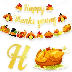 Happy Thanksgiving Glitter Banner (Multicolor)
