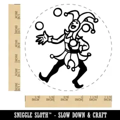 Medieval Jester Joker Juggler Entertainer Self-Inking Rubber Stamp Crafting Black