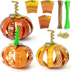 36Pcs Halloween Pumpkin Craft Kit DIY Fall,Paper Strip Pumpkin Craft