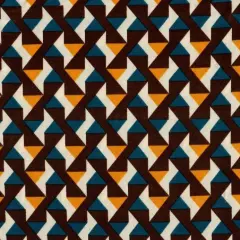 1 Yard DTY Geo Print Knit Fabric Soft Stretch Polyester Spandex, 58/60&rdquo; Wide MUSTARD/TEAL