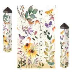 Fall Flourish Art Pole 20 Inches Tall Welcome Autumn