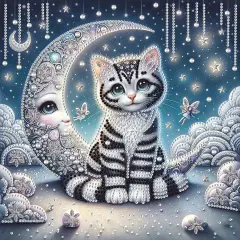 Diamond Painting Kits for Adults Cat and Moon, 5D Special Shape Diamond Art Kits for Beginners, Crystal Rhinestones Diamond Painting for Home Wall Decoration Gift 12&times;12inch, Animal