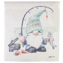 Fishing Gnome Garden Flag 2 Sided Waffle