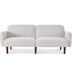 Best Choice Products Curved Convertible Futon, Boucle Fabric Split-Back Sleeper Bed Frost Gray