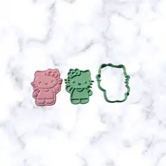 Kitty with Bow Cookie Cutter +Stamp