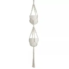 2 Tier Ivory Cotton Ropes Macrame Plant Hanger Decorative POT HOLDERS Events
