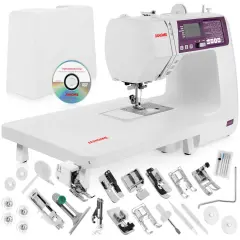 Janome 4120QDC-G Computerized Quilting and Sewing Machine Bundle - Includes Bonus Quilt Kit (Even Feed Foot, Open Toe Darning Foot, 1/4" Seam Foot and More)