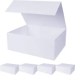 5 Pack White Magnetic Gift Boxes with Lids 13.8x9x4.3 in, Large Bridesmaid Groomsman Proposal Box, Rectangle Collapsible Box for Present Graduation Birthday Wedding Storage,1 Count (Pack of 5)