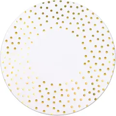 50 Pcs 14 Inch White and Gold Foil Paper Place Mats Golden Polka Dots Round Placemats Disposable Decorative Table Mats for Wedding Banquet Party Home Dining Table Decor