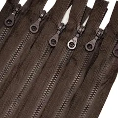 Deep Brown Molded Plastic Zipper D4 18 Inches Open Bottom Separating