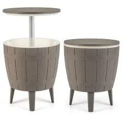 PP Metal 3-in-1 Cooler Bar Table with 10 Gallon Bucket Brown