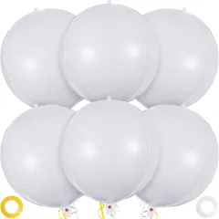 6 Pcs White Foil Mylar Balloons(white)