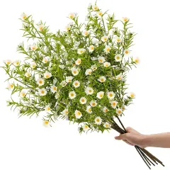 192 Blooms Artificial Daisy Flowers, 27.5" White Daisy Artificial Flowers,6Pcs Realistic Fake Daisies,Fake Spring Flowers,Faux Flowers for Vase Wedding Party Home Decor