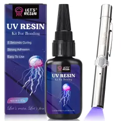 LET'S RESIN UV Resin Kit with Light, Bonding&Curing in Seconds, 30g UV Resin Kit with UV Flashlight for Welding, Jewelry UV Glue Adhesive for Plastic Repair, Glass Light, Craft Decor