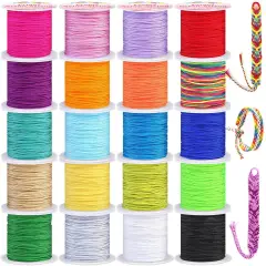 Nylon String for Bracelets, 20 Rolls Chinese Knotting Cord Nylon Beading Thread for Kumihimo, Braided Bracelets, Beading, Necklaces, Macrame Craft, Wind Chime, Jewelry Making
