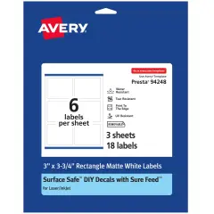 Avery Rectangle Labels with Sure Feed, 3" x 3-3/4"