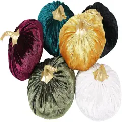 6PCS Velvet Stuffed Pumpkins Fabric Artificial