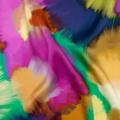 1 Yard Silk Charmeuse Print 16MM, Made in Italy Fuchsia, Ochre and Blue Painted Bursts 53 Inches Wide