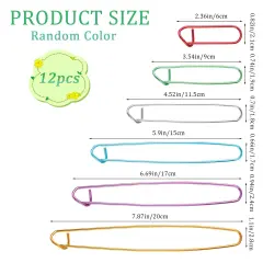 12 Pieces Knitting Stitch Holder Set 6 Size Colorful Aluminum Yarn Stitch Holder Set Needles Practical Knitting Crochet Tools Knitting Supplies for Manual DIY Blankets Knitting Project