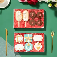 Clear White Cookie Boxes with Full Window For Bakery Cakesicle Macaron Chocolate Bomb Ore, 24 Pack 9 1/2" x 6" x 1 1/4"