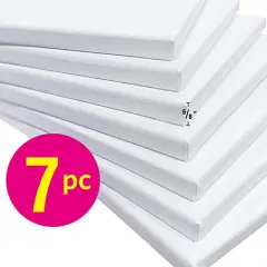 7 Pack Stretched Canvas for Painting 11x14 Inch/7 Value Pack, 8 Oz Triple Primed 5/8 Inch Profile 100% Cotton White Blank Canvas, Artist Framed Canvas for Oil Acrylic & Pouring Art