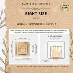 75 Pieces 9 inch & 6 inch & 3 inch Square Combo Plates | Disposable Plates | Like Bamboo plates | Palm leaf Plates for Dinner | Compostable Plates | Picnic Party Plates better than Paper Plates