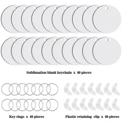 120 PCS Round Sublimation Keychain Blanks Double Side Heat Transfer Blanks MDF Blank Board Key Rings Blanks for Sublimation DIY and Craft