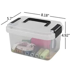 4 Pieces Mini Clear Storage Bins with Lids, 2 Liter Plastic Boxes,