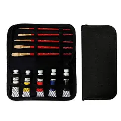 Oil Painting Kit - 5 Primary Color Tubes of Oil Paints (12ml/0.4 Fl Oz) & 5 Oil Paint Brushes - Oil Color Painting Supplies for Kids, Students & Beginners