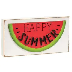 Wood Distressed Happy Summer Watermelon Block Display