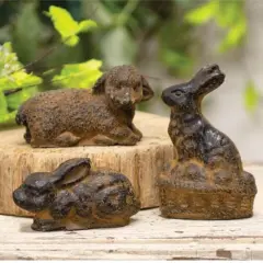 Set of 3 Beeswax Lamb and Bunny Figurines with Cinnamon Scent for Decoration