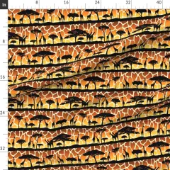 Various Fabrics by the Yard or Fat Quarter Giraffe Sunset Safari Animals Print Custom Printed Fabric by Spoonflower